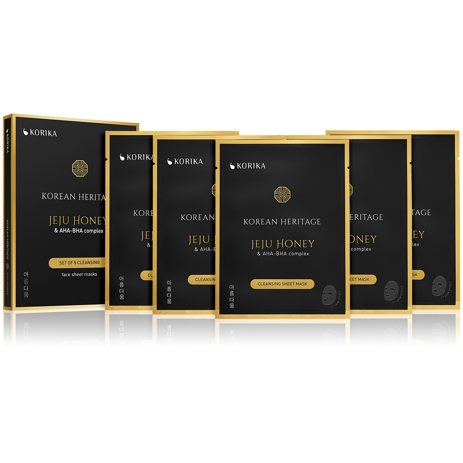 KORIKA Sada čisticích plátýnkových masek s Jeju medem a AHA, BHA komplexem Korean Heritage 5 × 25 g