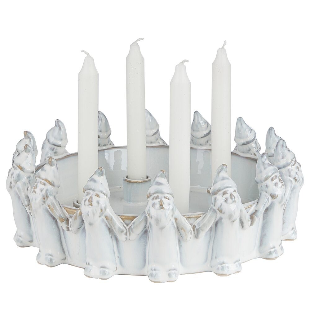 Adventní věnec keramický skřítci - béžová