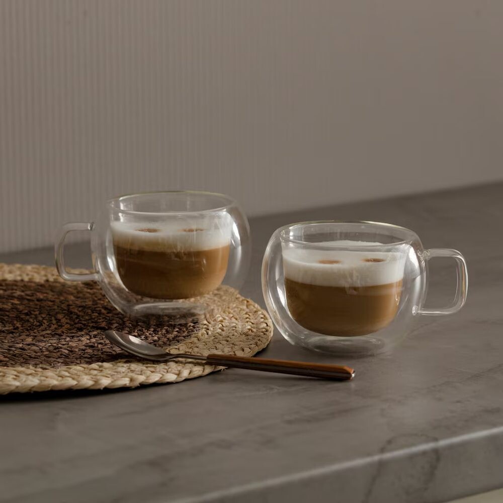 HOME & YOU Sada skleněných hrnků na kávu 2 ks 220 ml