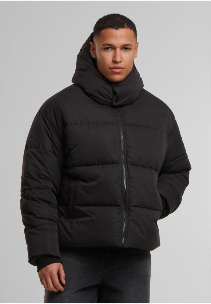 Puffer Jacket With Flap Hood - black 3XL