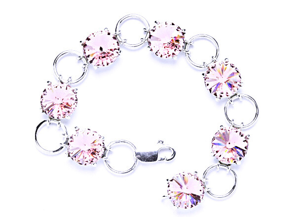 Stříbrný náramek s krystaly Swarovski Rivoli (Light rose)R 1188