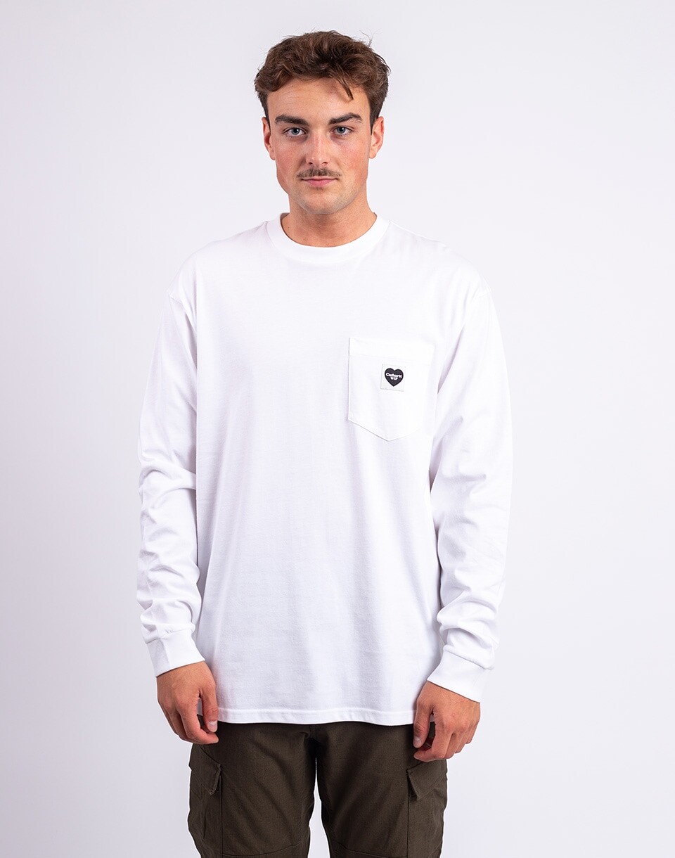 Carhartt WIP L/S Pocket Heart T-Shirt White/Black XS