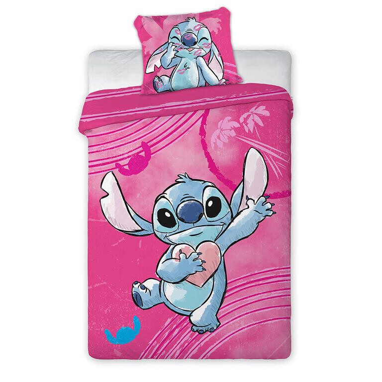 Bavlněné ložní povlečení Stitch růžový
