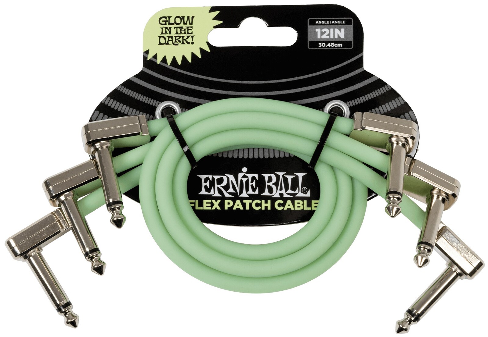 Ernie Ball Flex Patch Cable 12in - Glow in Dark - 3 Pack
