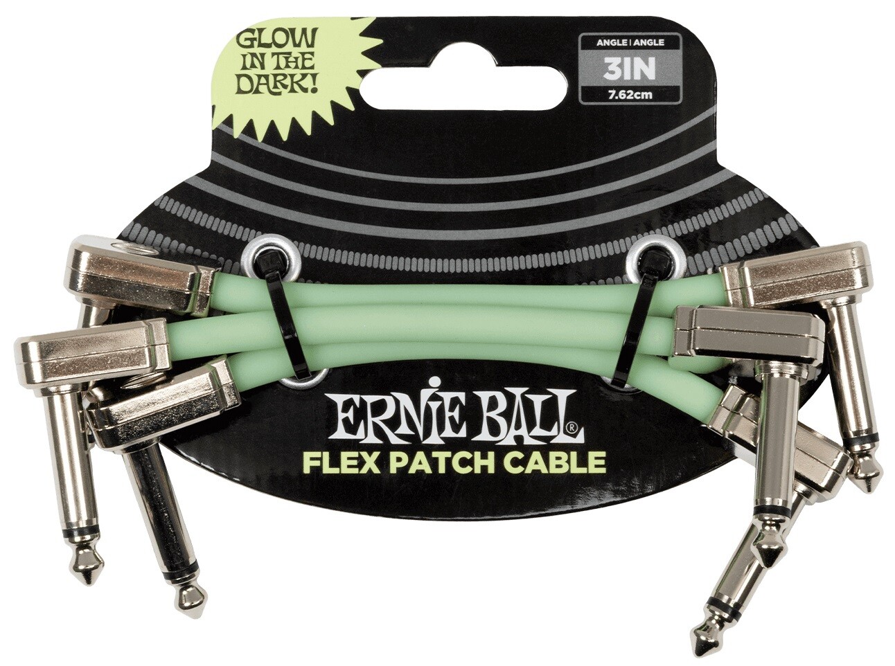 Ernie Ball Flex Patch Cable 3in - Glow in Dark - 3 Pack