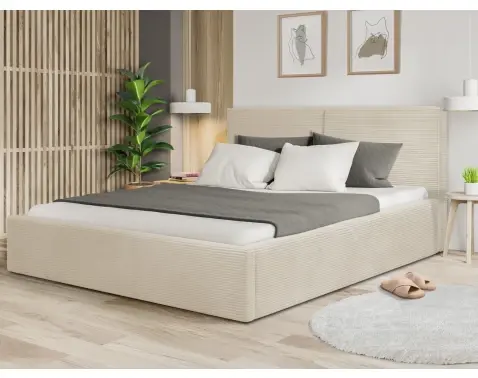 Postel Inez 180x200 cm, krémová strukturovaná látka