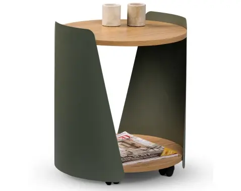 Odkládací stolek Sandro 2, dub/šalvějově zelený