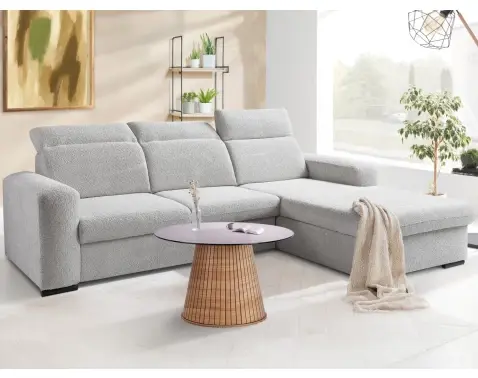 Rohová sedačka Dover, šedo-béžová strukturovaná látka, pravý roh