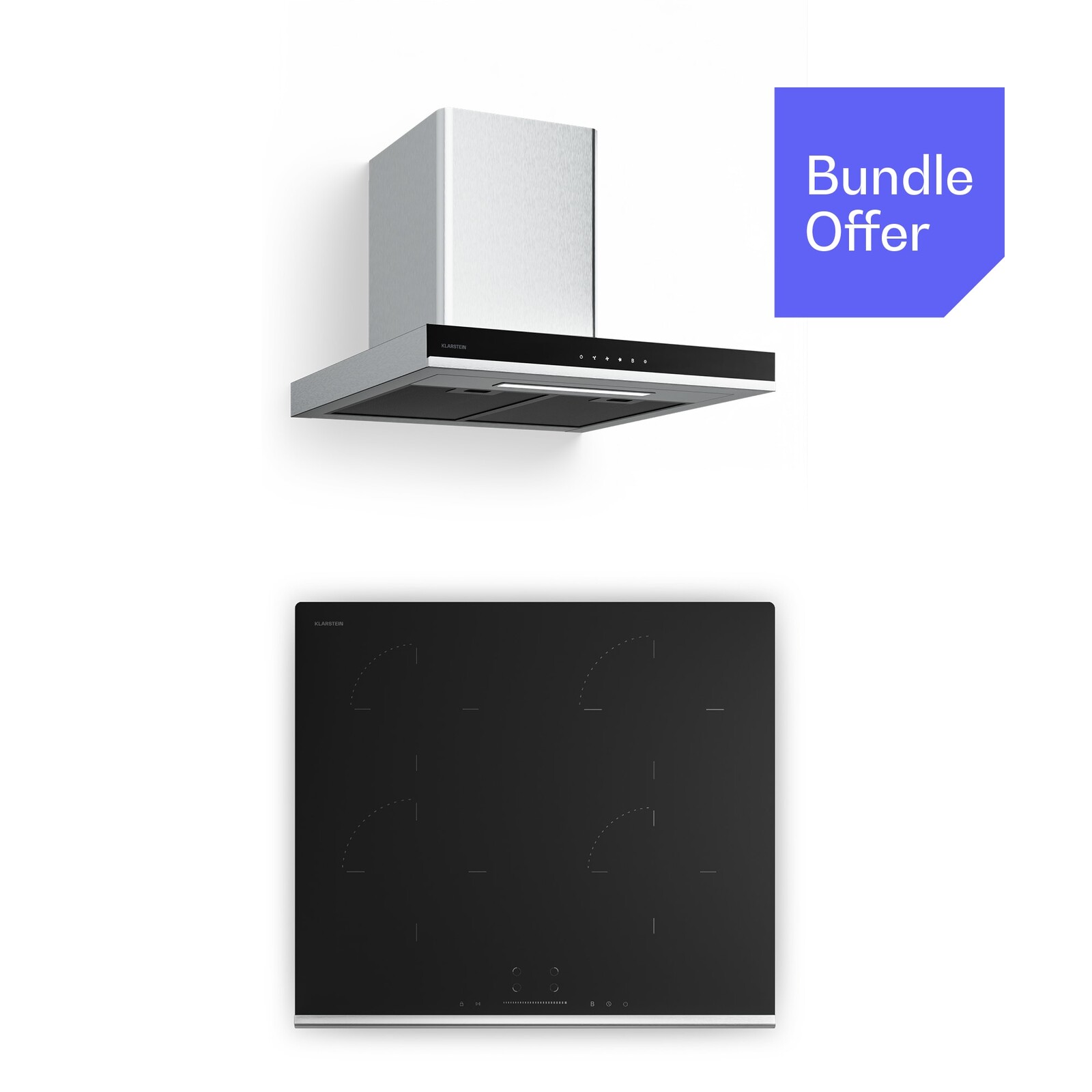 Klarstein Verosteel indukční varná deska + Verosteel digestoř | 60 cm