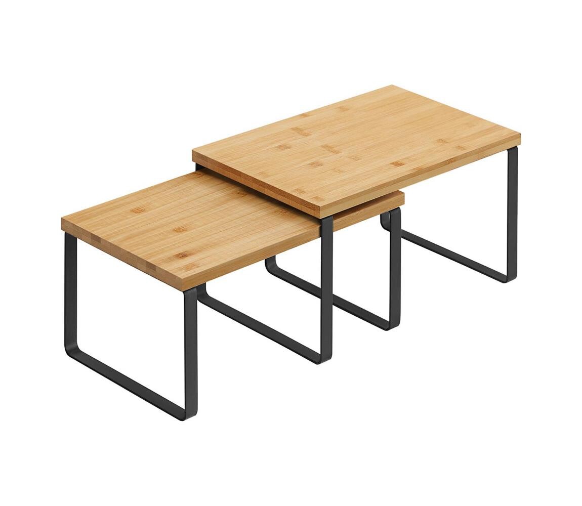 Sada 2x úložná polička MARGE černá/hnědá