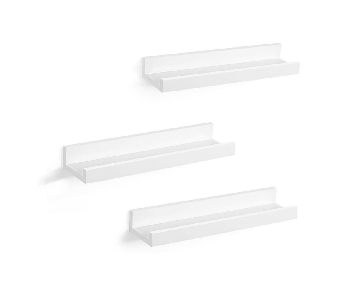 Sada 3x nástěnná police SHELFY bílá
