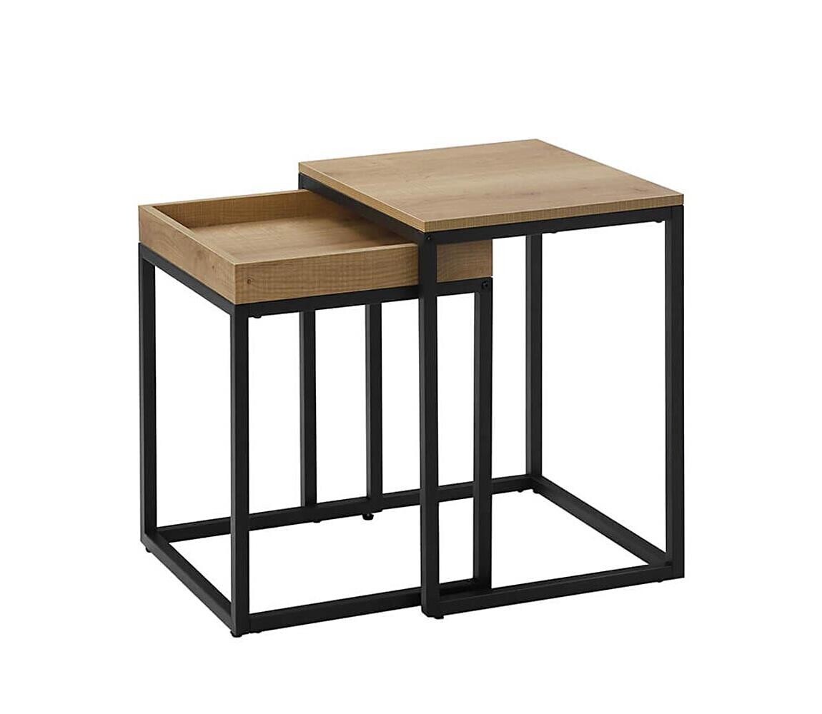 Sada 2x odkládací stolek ELDUR hnědá/černá