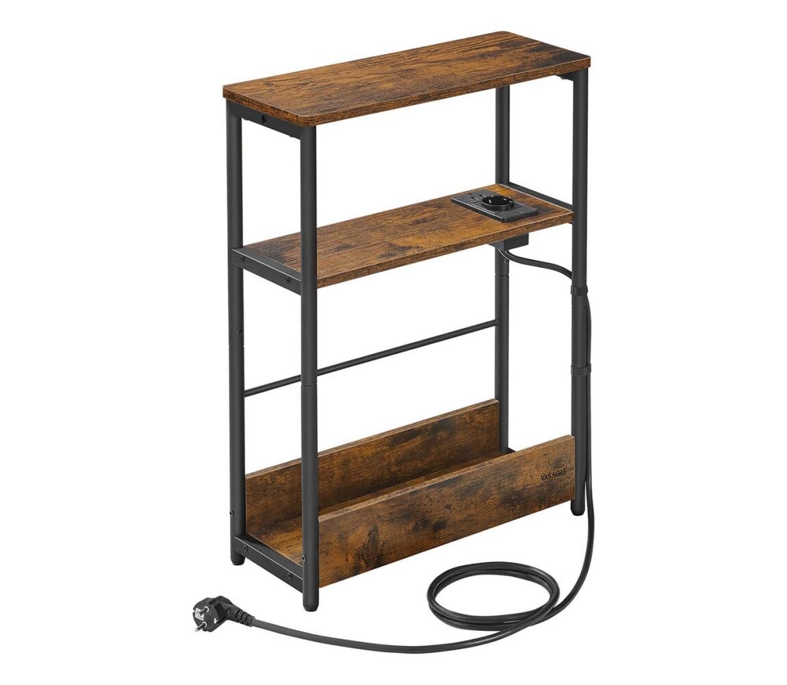 Odkládací stolek s vestavěnou zásuvkou a USB porty ROD hnědá/černá