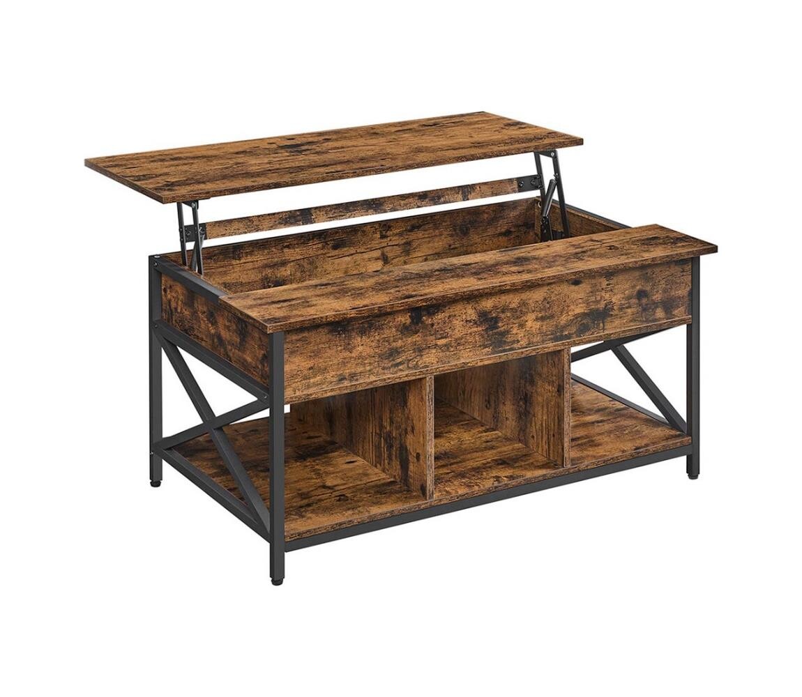 Konferenční stolek se zvedací deskou NYRO hnědá/černá