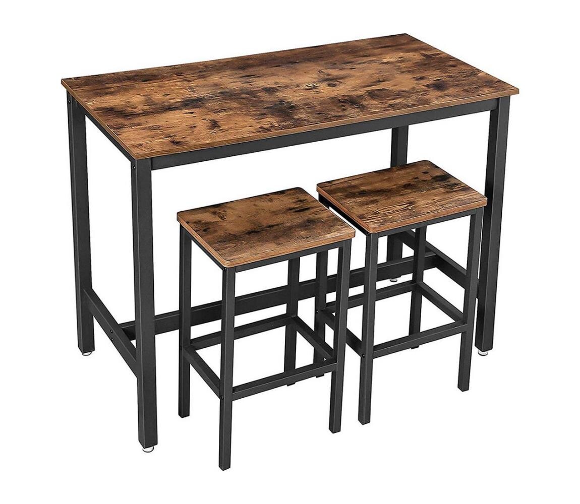 Sada barový stůl a 2x barové stoličky BARTIS hnědá/černá