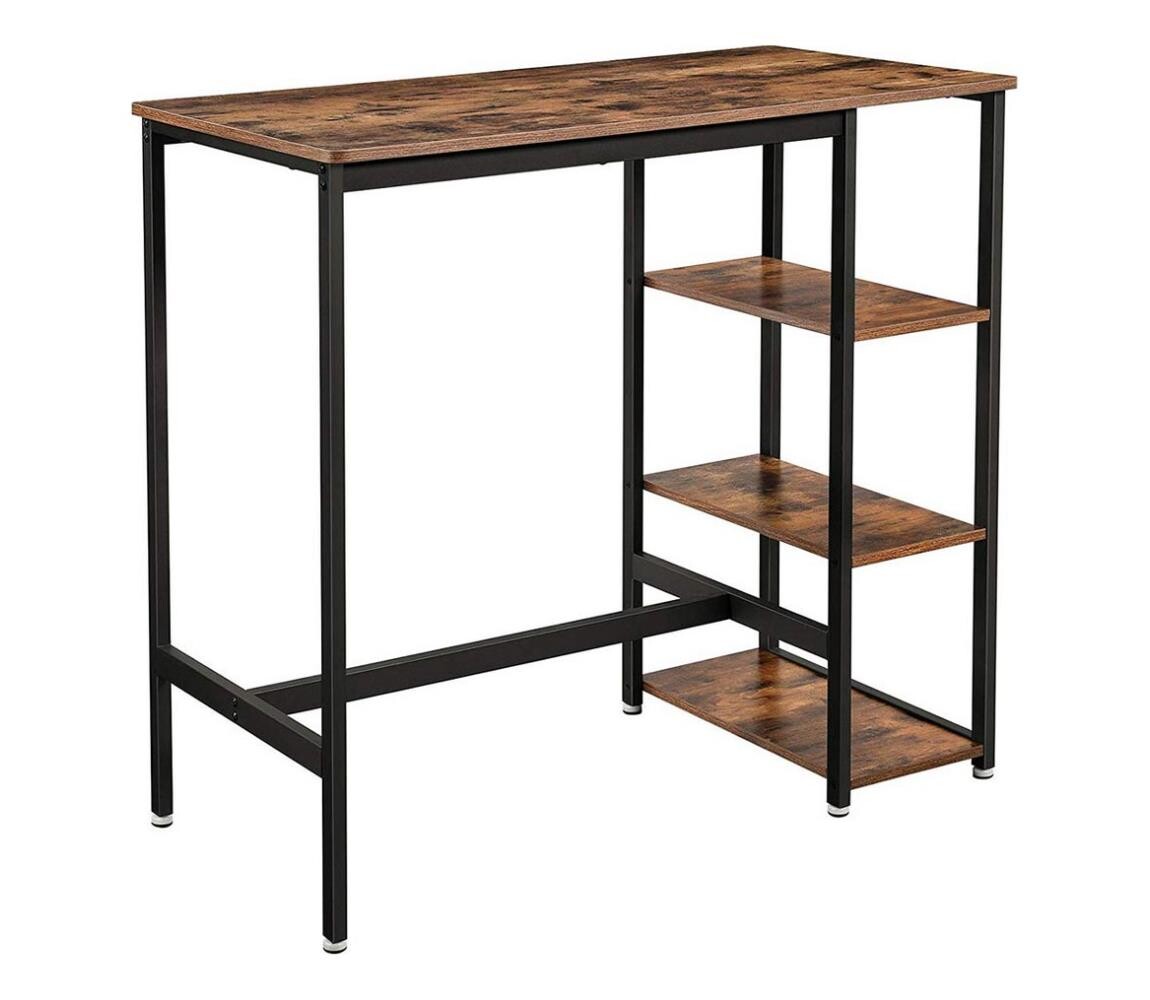 Barový stůl s policemi BARTIS hnědá/černá