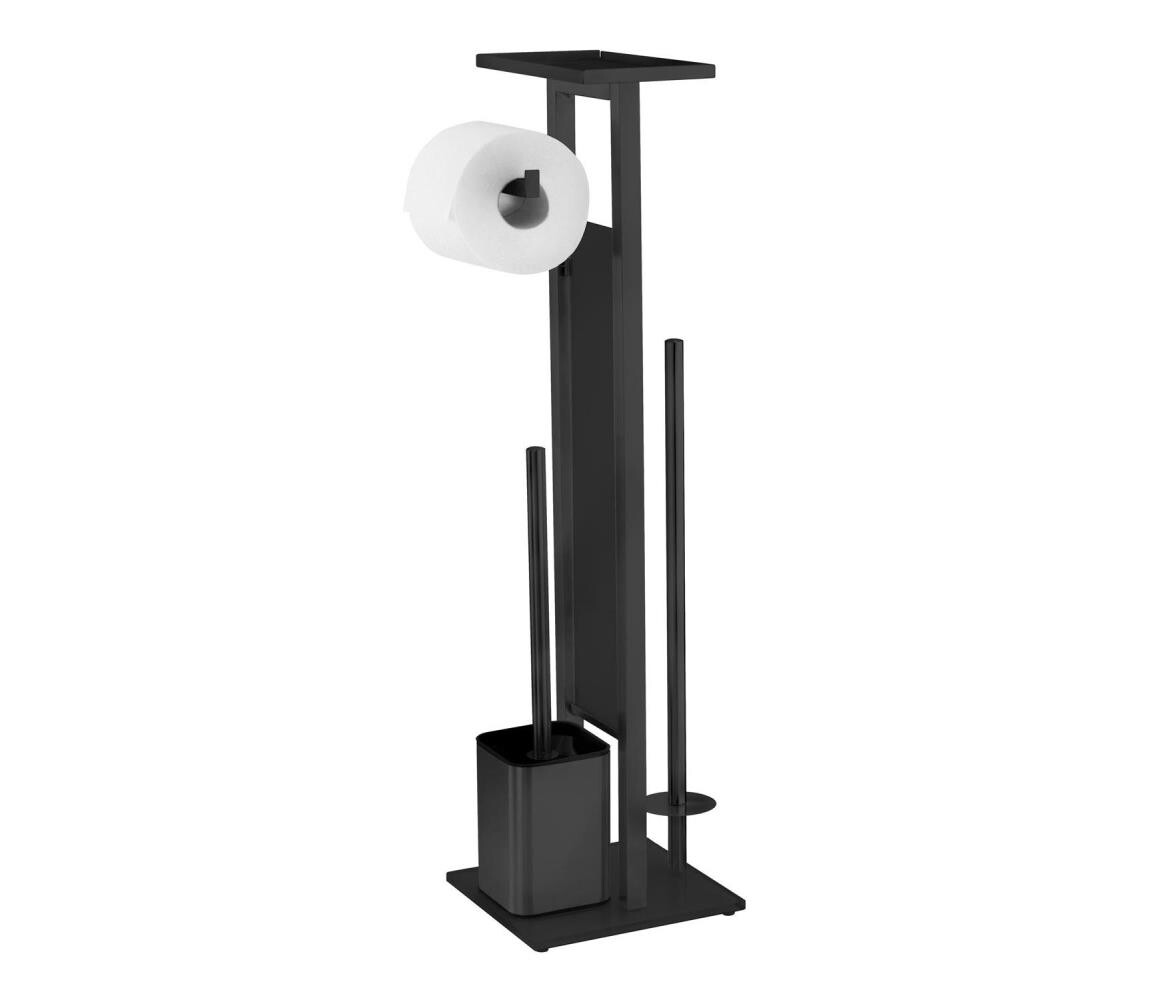 Wenko WENKO 71558800 - WC set DEBAR 21x70,5 cm nerez/černá
