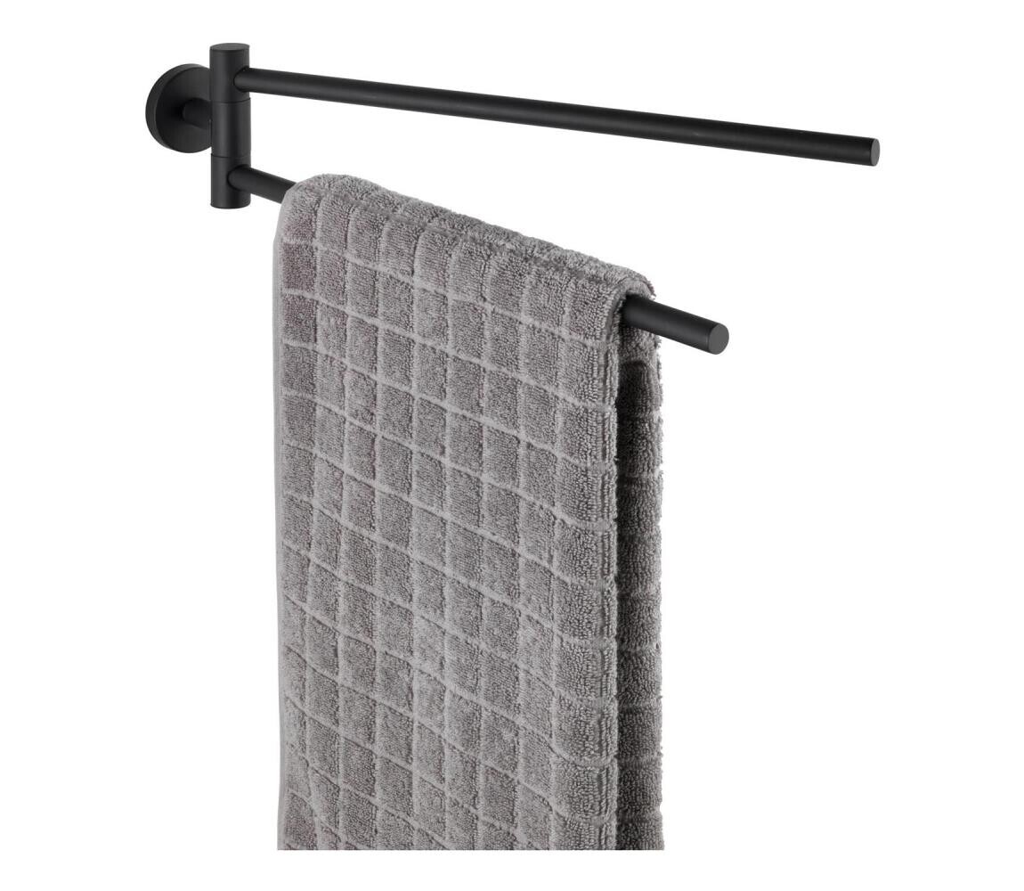 Wenko WENKO 24238100-Držák ručníků BOSIO BLACK 5,5x43 cm nerez/stříbrná