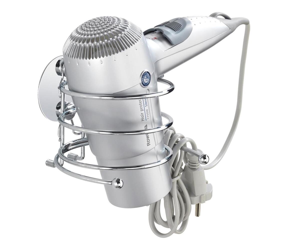 Wenko WENKO 18770100-Držák fénu TURBO-LOC RUND STAHL 14x11,5 cm lesk. chrom