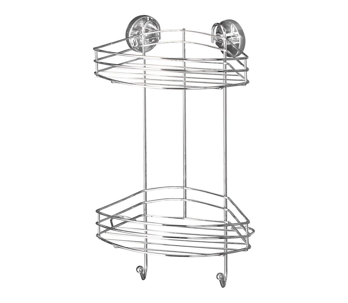 Wenko WENKO 20885100-Rohový regál VACUUM-LOC RUND STAH 24,5x41 cm lesk. chrom