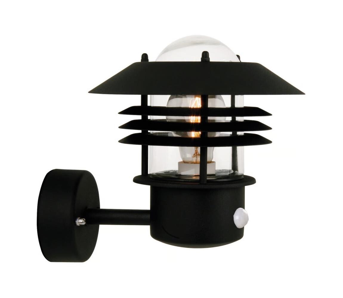 Nordlux Nordlux -Venkovní nástěnné svítidlo se senzorem VEJERS 1xE27/60W/230V IP54 černá