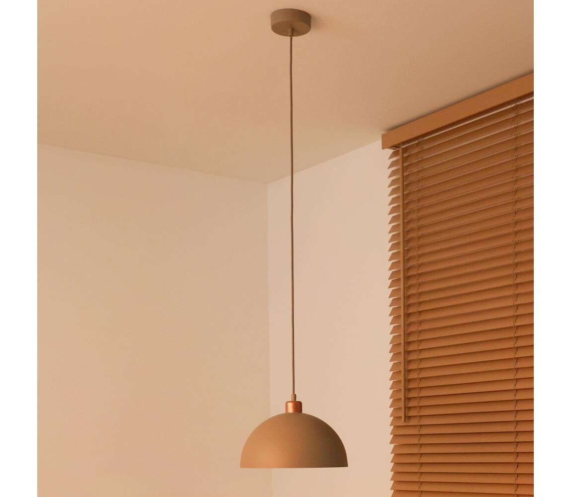 - Lustr na lanku IRONLINE 1xE27/15W/230V pr. 27 cm béžová/měděná