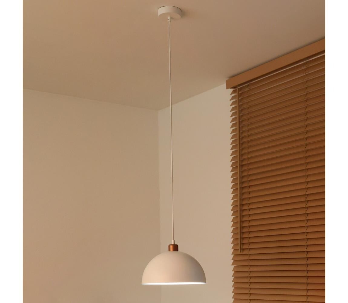 - Lustr na lanku IRONLINE 1xE27/15W/230V pr. 27 cm bílá/měděná