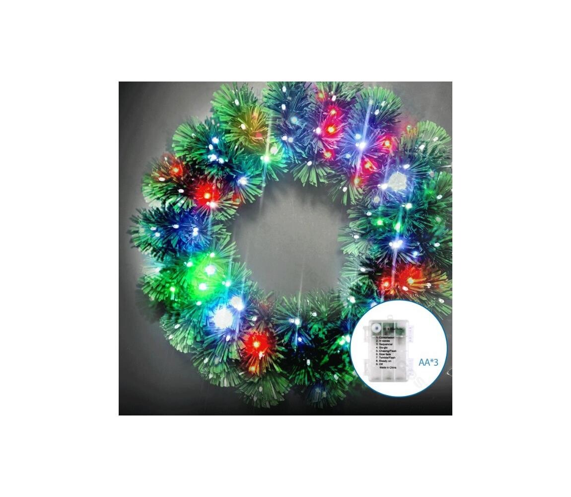 B.V.  - LED RGBY Venkovní vánoční věnec 72xLED/3xAA pr. 50cm IP44