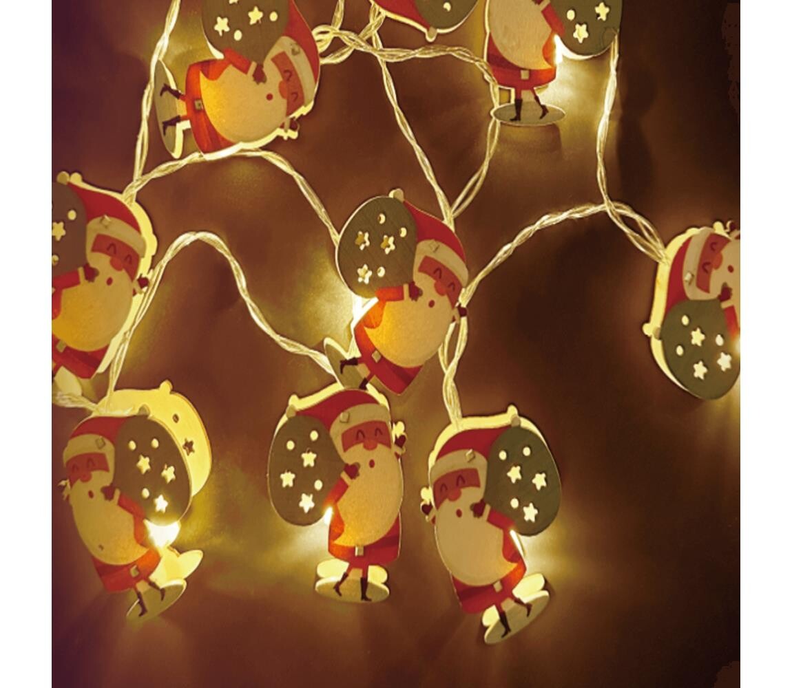 B.V.  - LED Vánoční řetěz 10xLED/3xAA 1,5m teplá bílá Santa Claus
