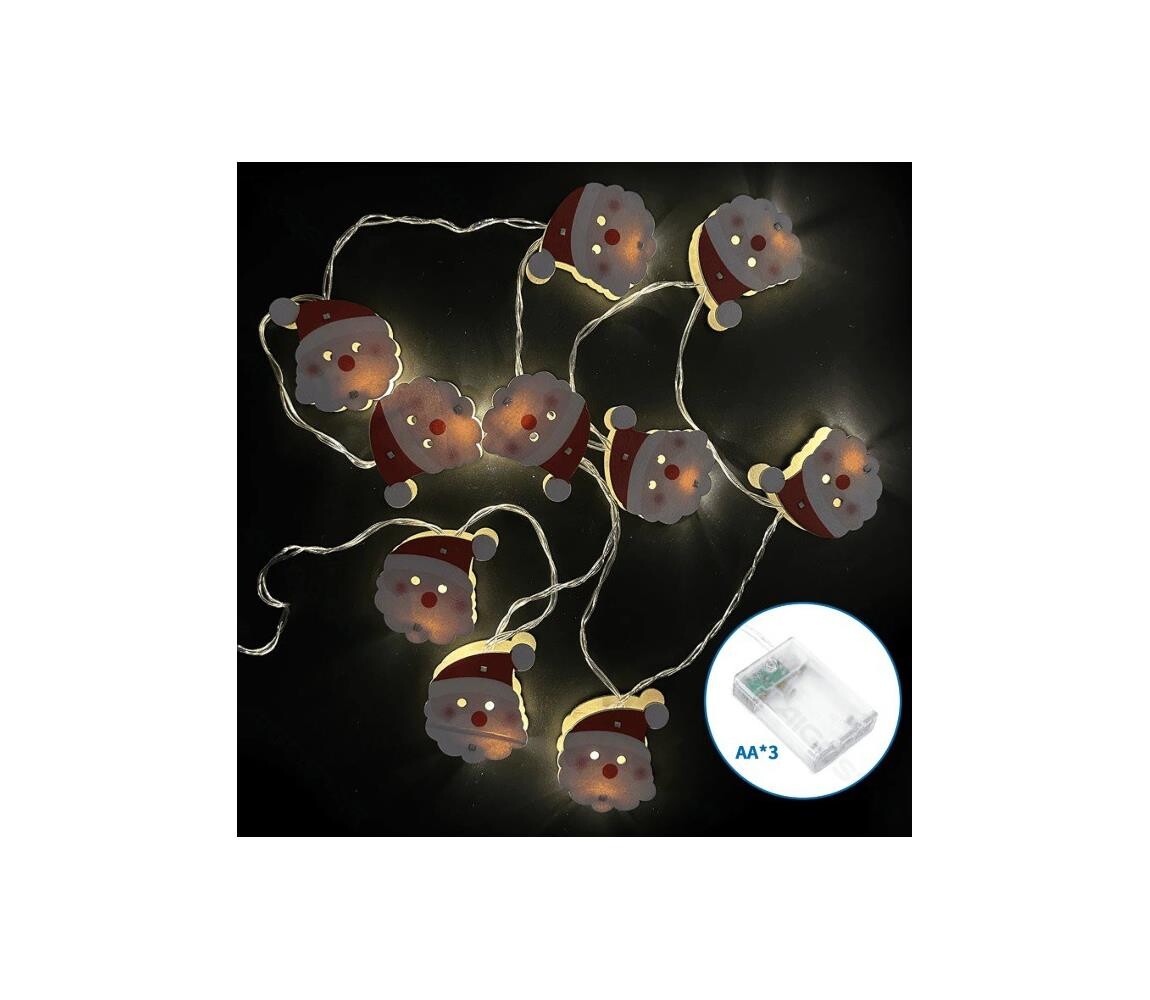 B.V.  - LED Vánoční řetěz 20xLED/3xAA 3m teplá bílá Santa Claus
