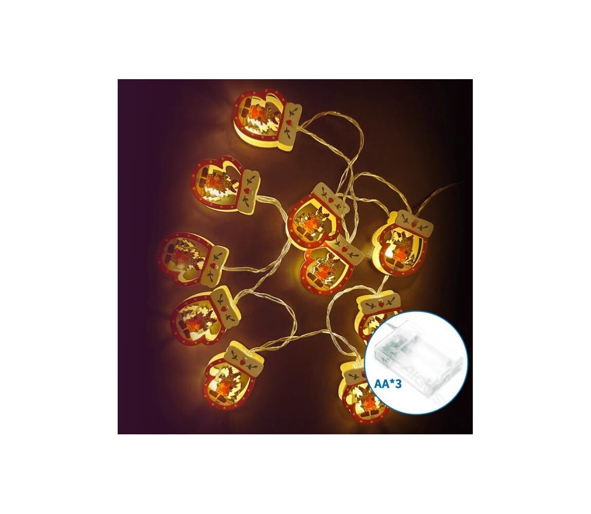 B.V.  - LED Vánoční řetěz 20xLED/3xAA 3m teplá bílá rukavice