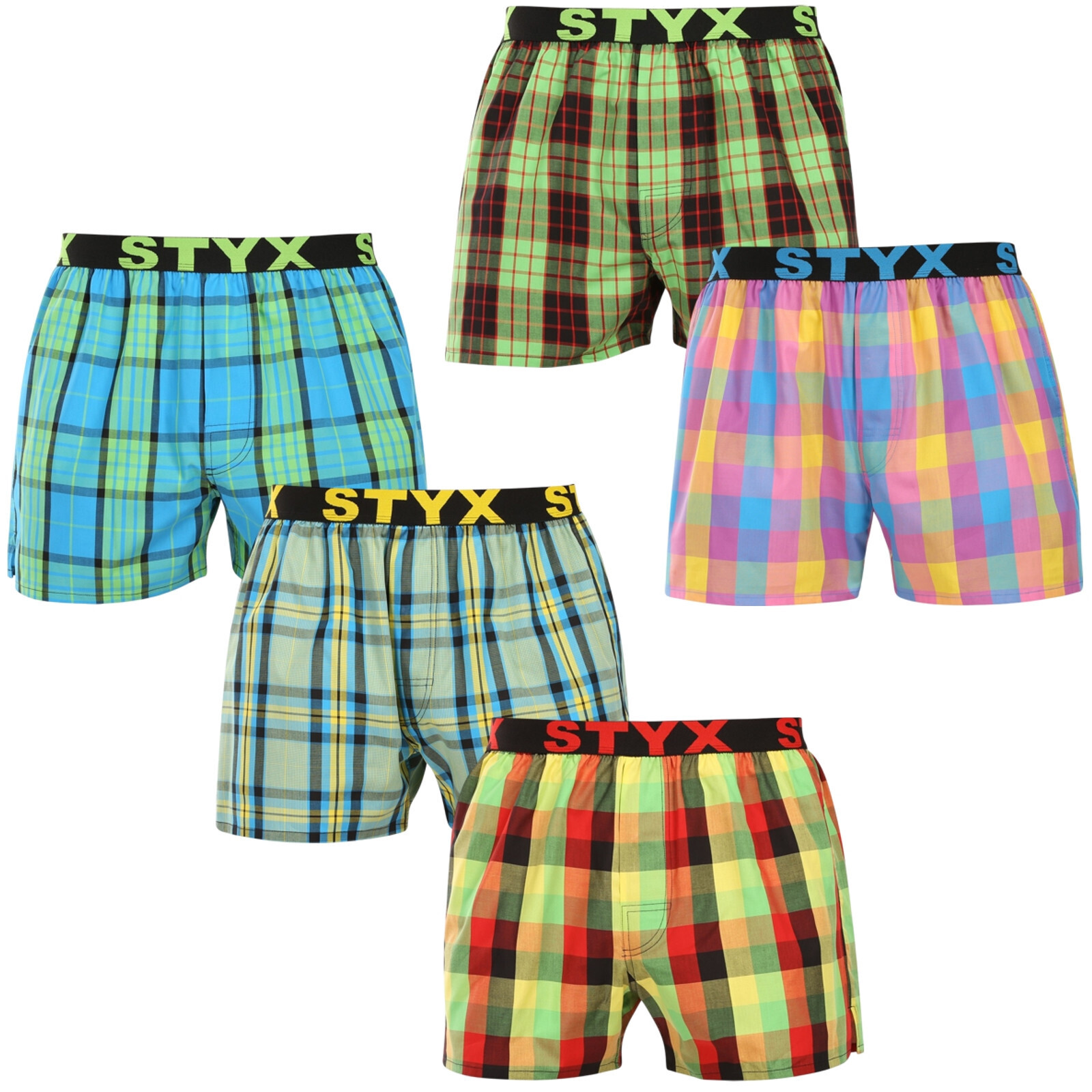 5PACK pánské trenky Styx sportovní guma vícebarevné (5B110105) M, trenýrky