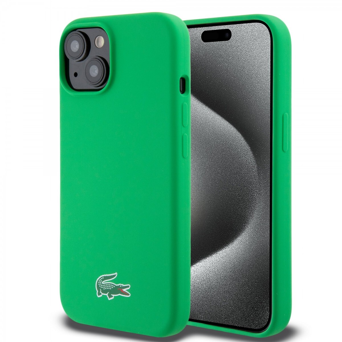 Zadní kryt Lacoste Liquid Silicone Microfiber Croc Logo MagSafe pro iPhone 15 Green