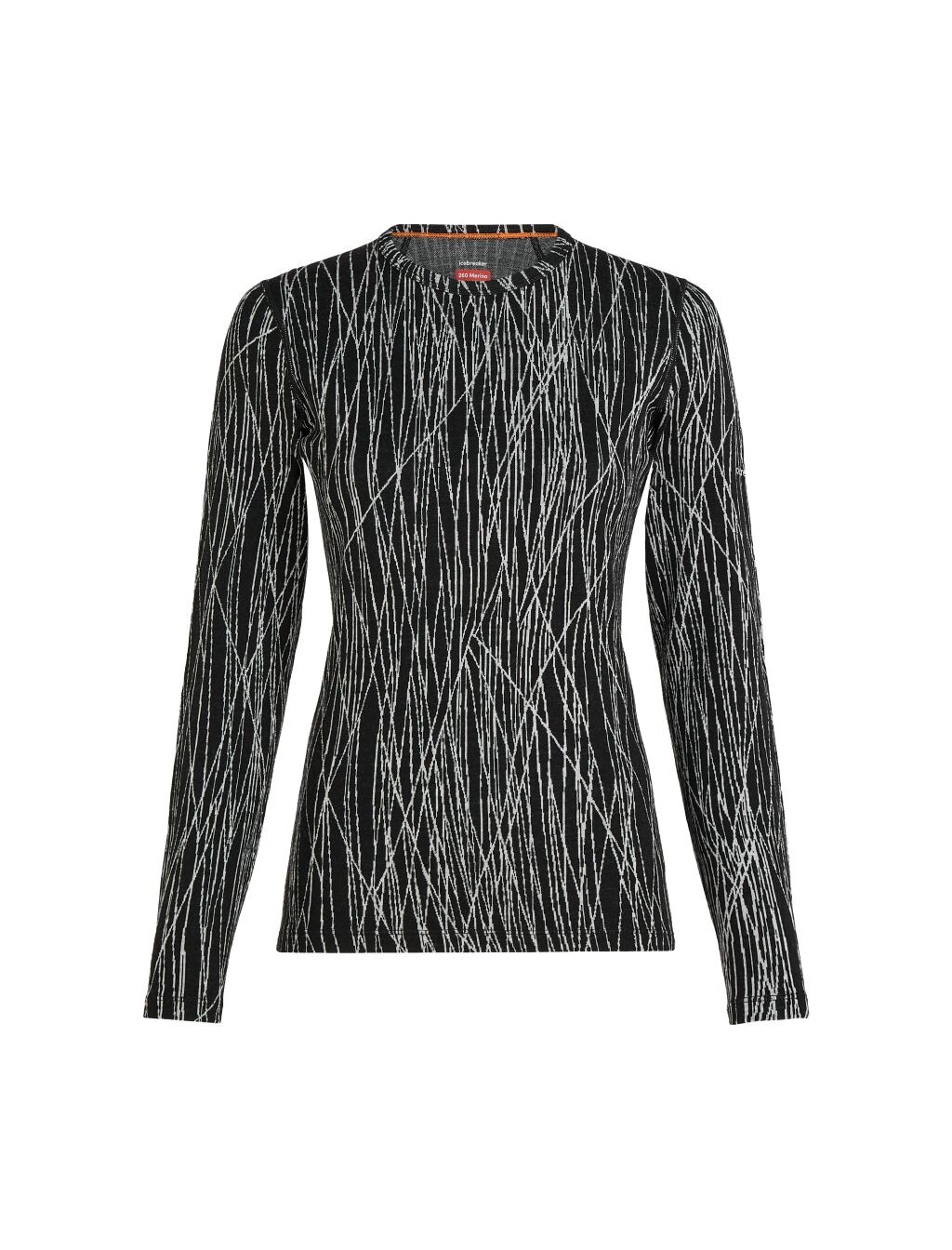 ICEBREAKER Wmns 260 Vertex LS Crewe Delta AOP, Black/Snow/J velikost: L