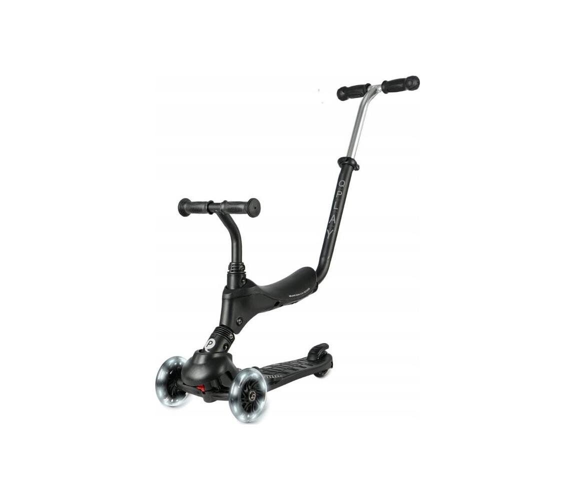 QPlay QPlay - Dětská koloběžka s LED kolečky 5v1 SEMA PRO černá