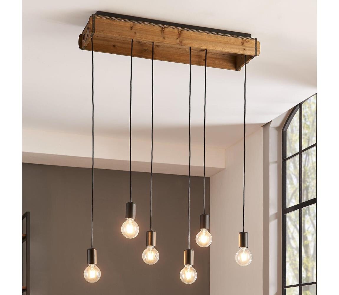 Eglo Eglo 43592 - Lustr na lanku WOOTTON 6xE27/40W/230V