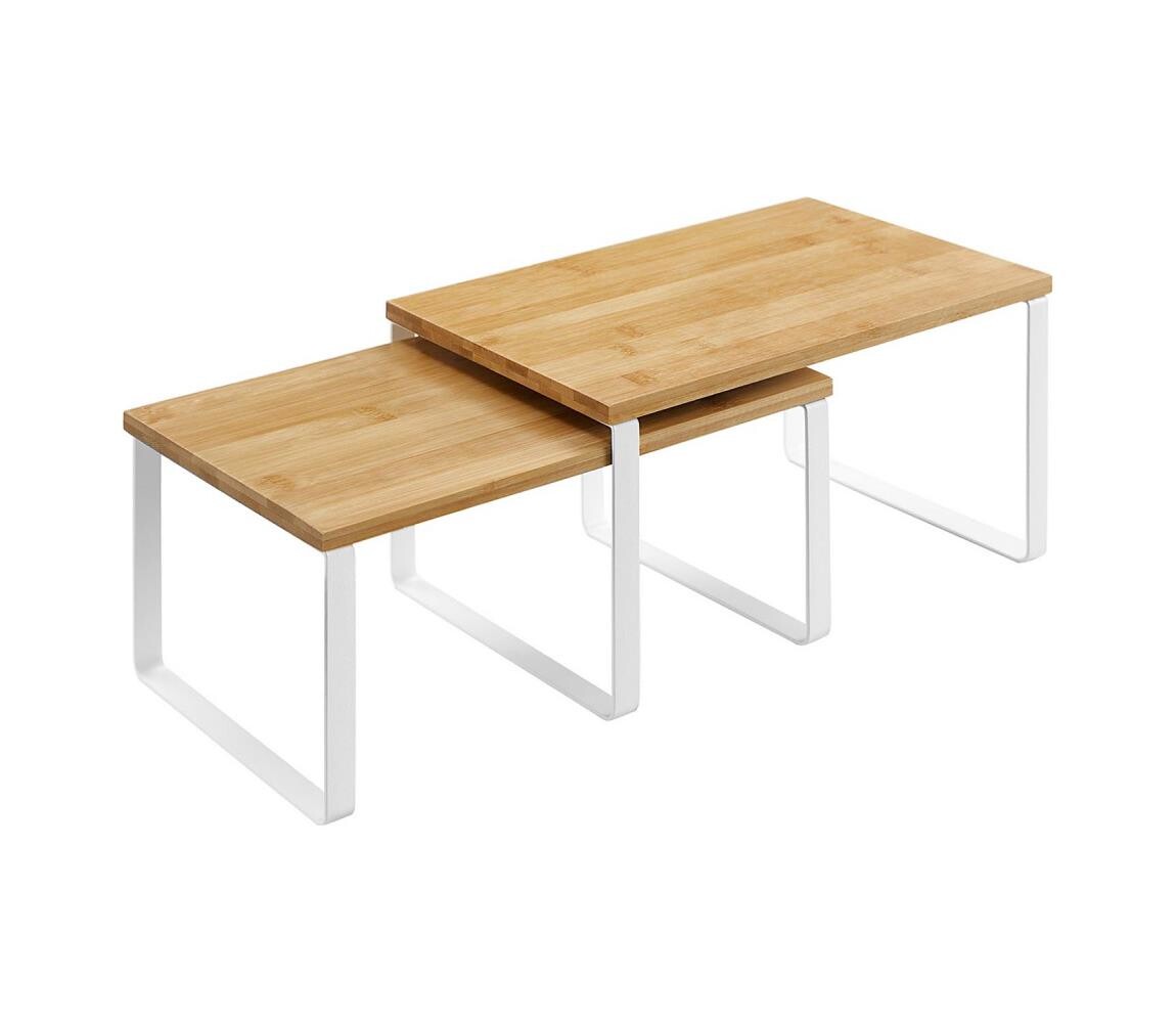 Sada 2x úložná polička MARGE bílá/hnědá