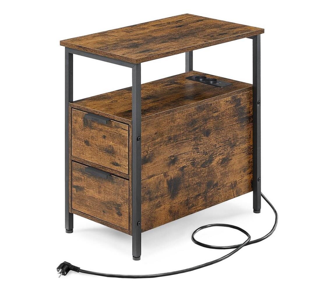 Odkládací stolek s vestavěnými zásuvkami a USB porty ROD hnědá/černá