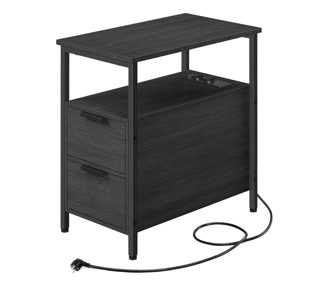 Odkládací stolek s vestavěnými zásuvkami a USB porty ROD černá