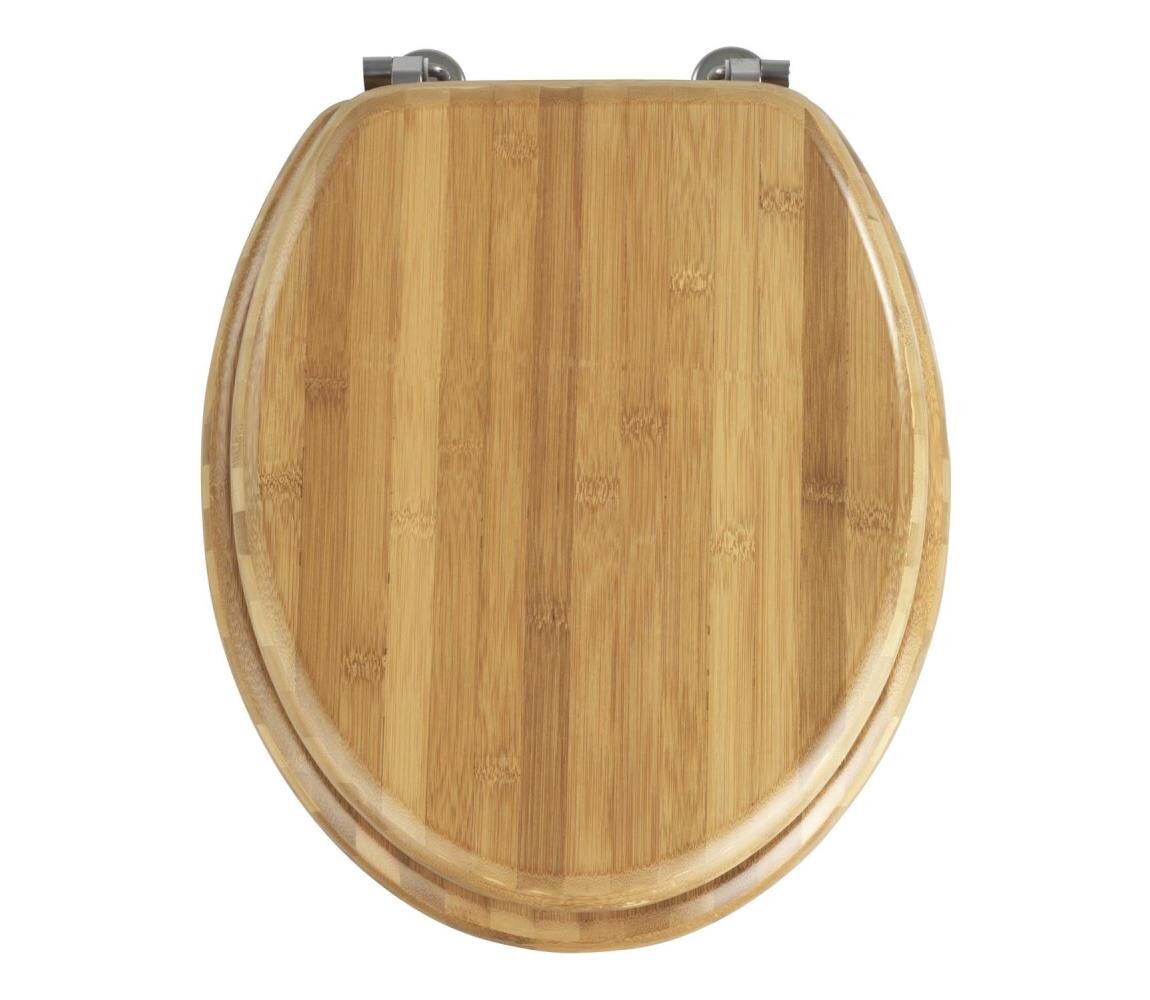 Wenko WENKO 144726100 - Toaletní sedátko BAMBOO 34x41 cm hnědá/stříbrná