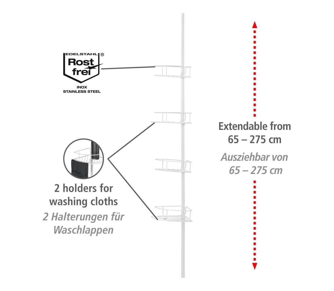 Wenko WENKO 26015100 - Rohová police DOLCEDO 31x230 cm nerez/bílá