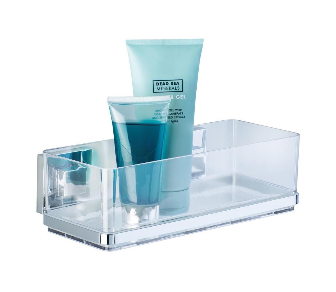 Wenko WENKO 22692100-Polička VACUUM-LOC QUADRO ED 25,5x14 cm stříbrná/čirá