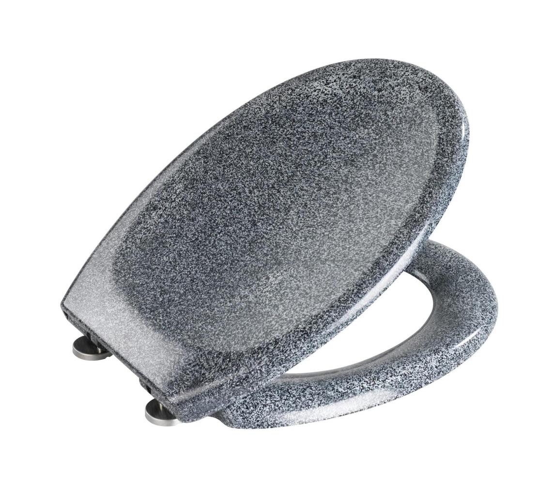 Wenko WENKO 18902100-WC sedátko OTTANA 44,5x37,5 cm granit/šedá/stříbrná