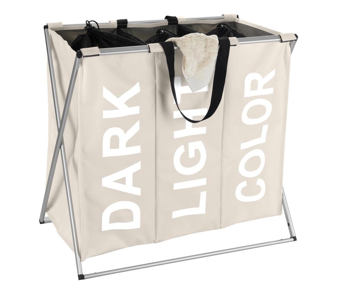 Wenko WENKO 3440113100 - Koš na prádlo TRIO 63x57 cm béžová/černá/stříbrná