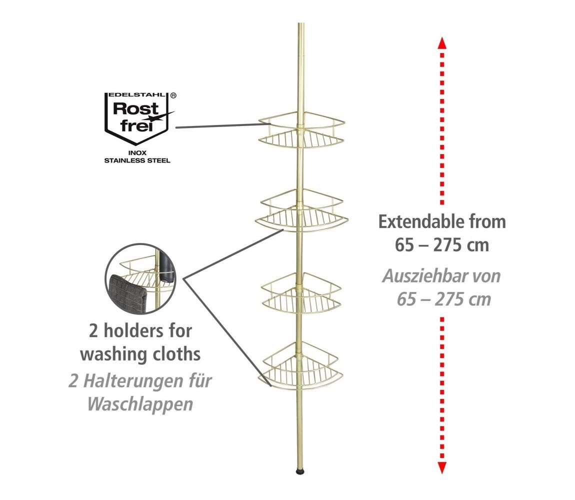 Wenko WENKO 24569100-Rohová police DOLCEDO 31x275 cm zlatá