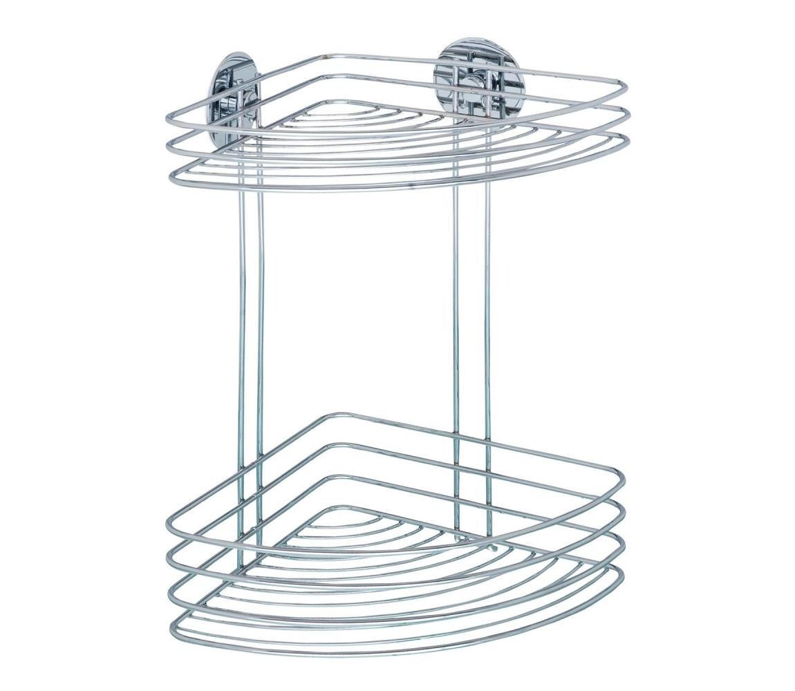 Wenko WENKO 18914100-Rohová police TURBO-LOC RUND STAHL 26,5x33 cm lesk. chrom