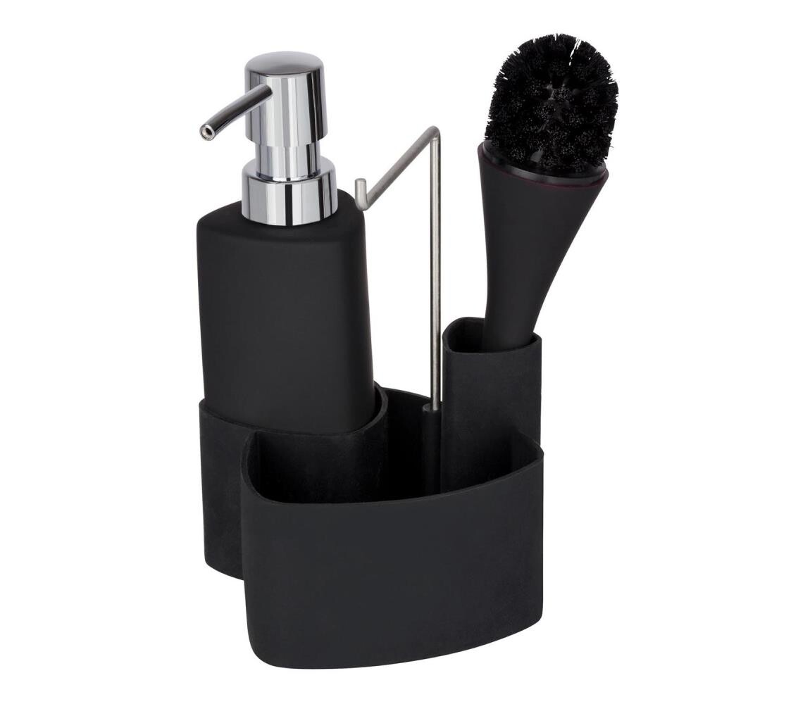 Wenko WENKO 3620127800 - Mycí set EMPIRE 11x19 cm černá/stříbrná