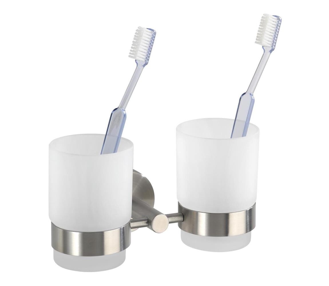 Wenko WENKO 19638100 - Držák zubních kartáčků BOSIO MATT 17,5x9,5 cm nerez/stříbrná