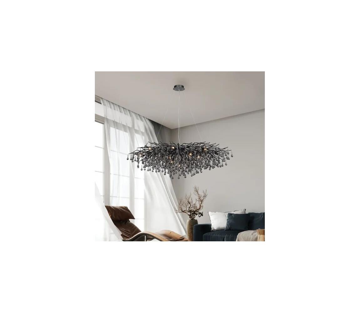 Paul Neuhaus Paul Neuhaus 2031-18 - Lustr na lanku ICICLE 15xG9/40W/230V 75x150 cm černá