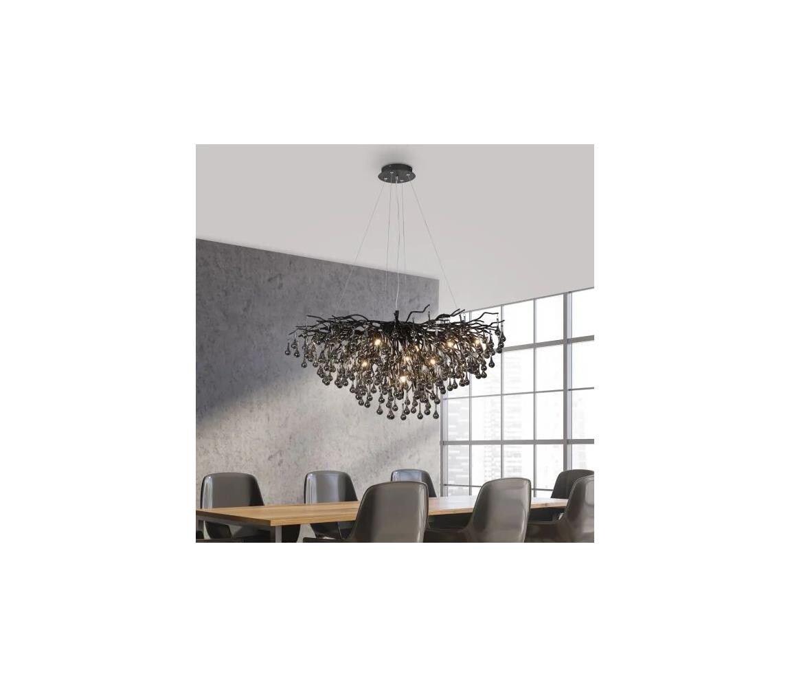 Paul Neuhaus Paul Neuhaus 2192-18 - Lustr na lanku ICICLE 10xG9/40W/230V 50x100 cm černá